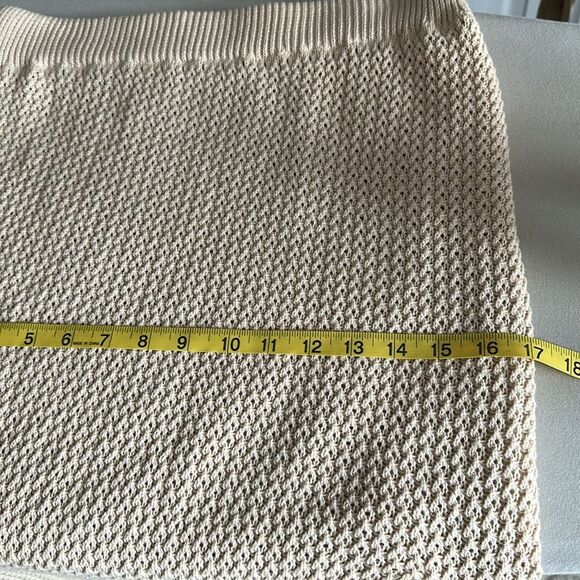 NWT Vestique Beige Knit Midi Skirt with Fringe Hem Side Slit Size L 100% Cotton - Picture 10 of 12